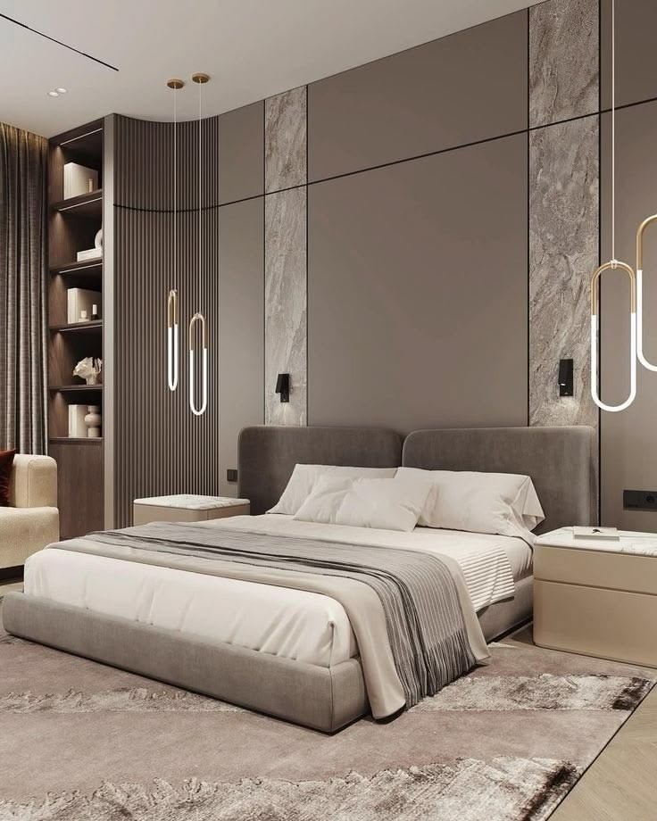 Minimalist Grey Stone Panel Bedset