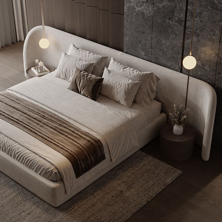 Beige Curved Wing Bedset