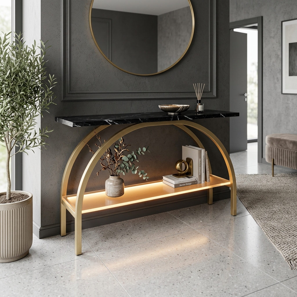 Nero Marquina Gold Console