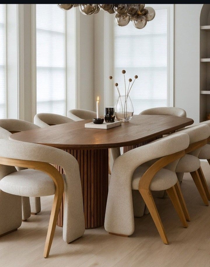 Luxury Oval Fluted Oak Dining