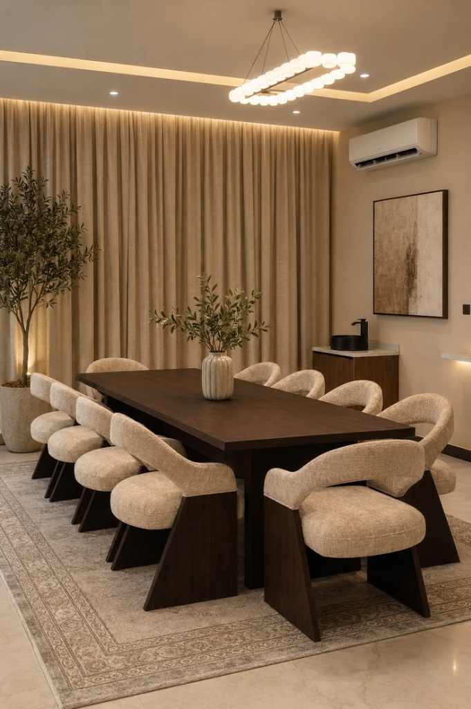 Minimalist Dark Oak Dining Suite