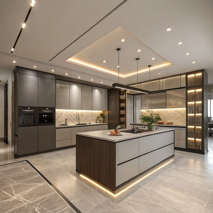 Modern Grey Island Kitchen