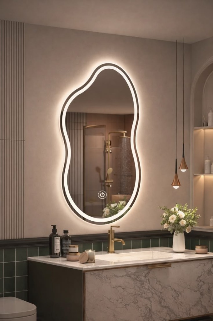 Wavy Backlit Touch Mirror