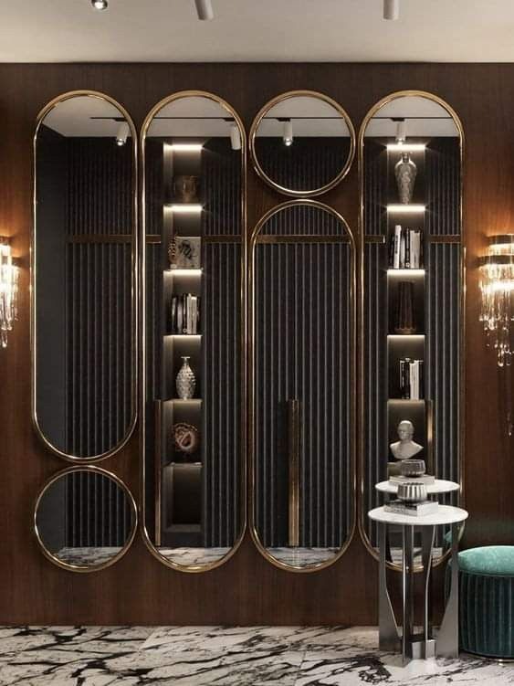 Gold Capsule Display Shelf Mirror