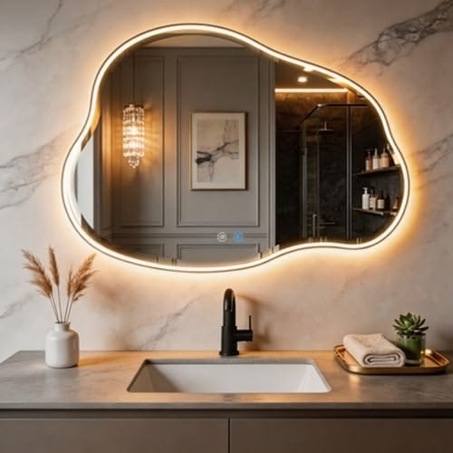 Pebble Backlit Touch Mirror