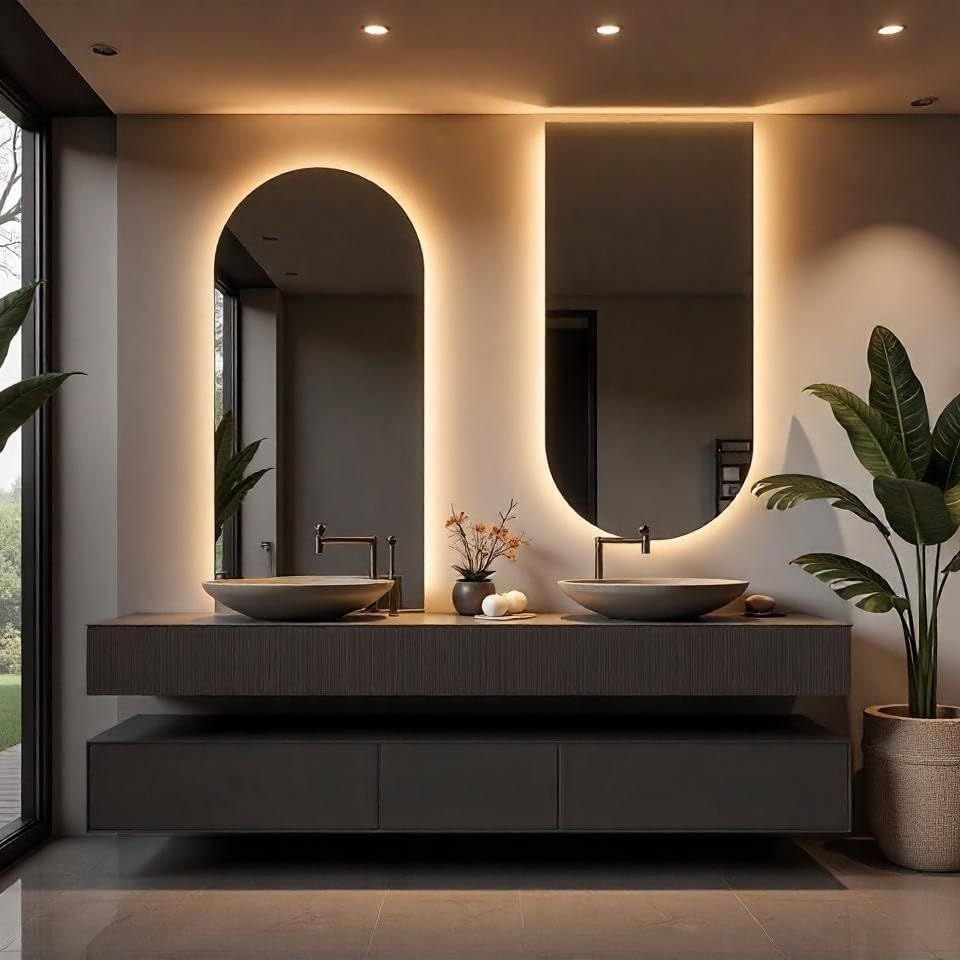 Twin Arched Backlit Vanity Mirrors