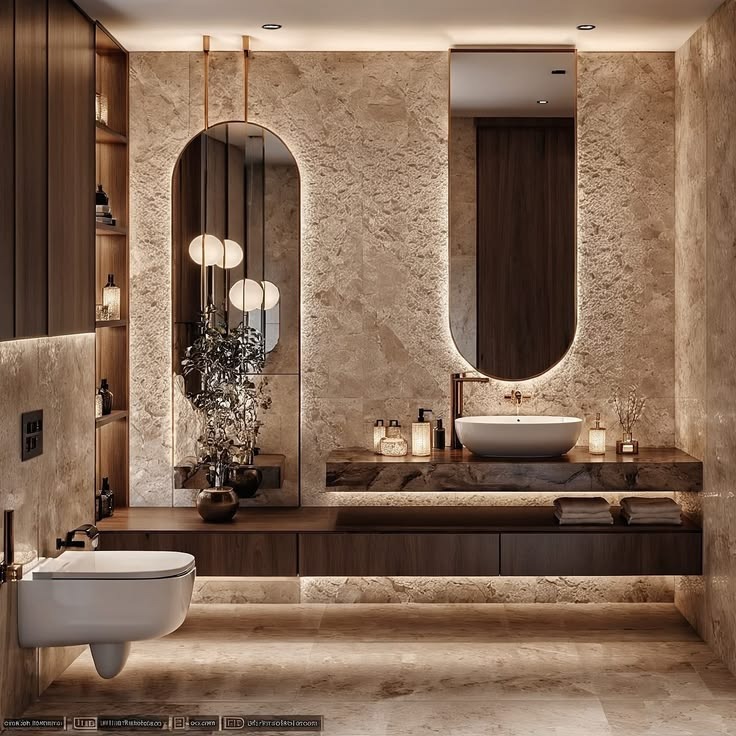 Double Arch Floating Shelf Vanity