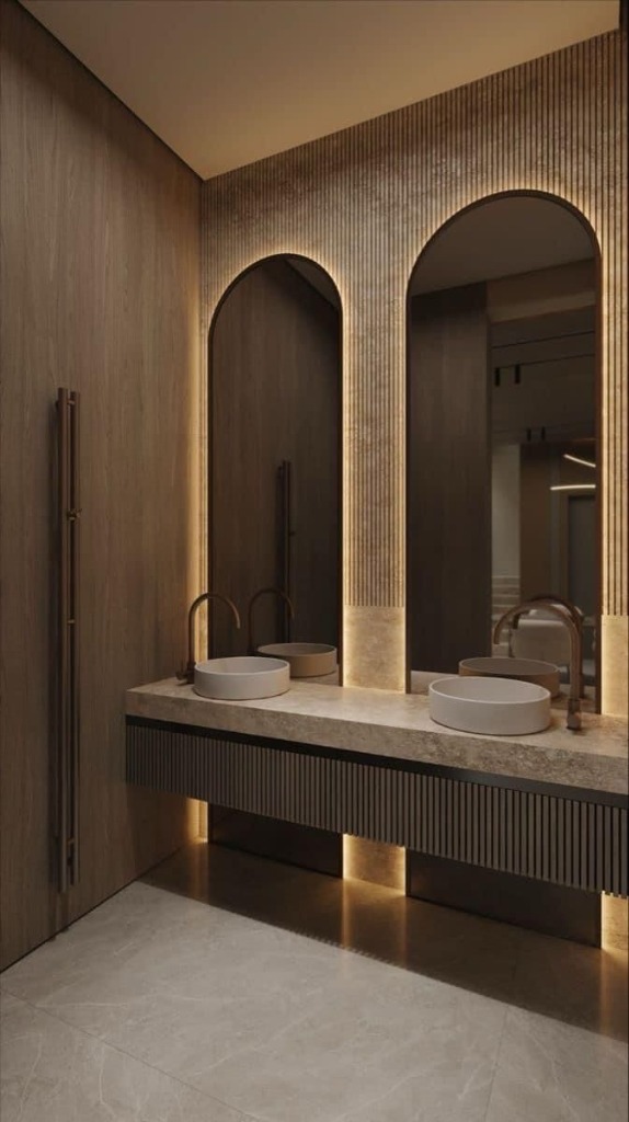 Arched Double Bowl Vanity