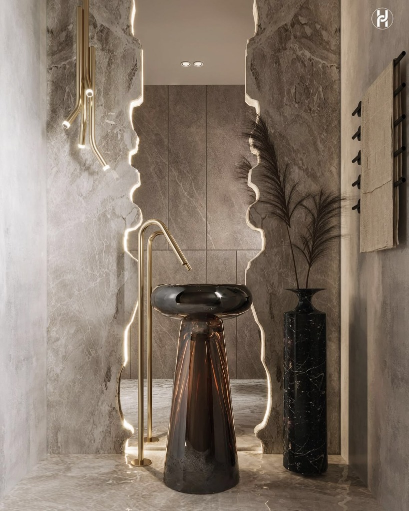 Glowing Jagged Edge Mirror Vanity