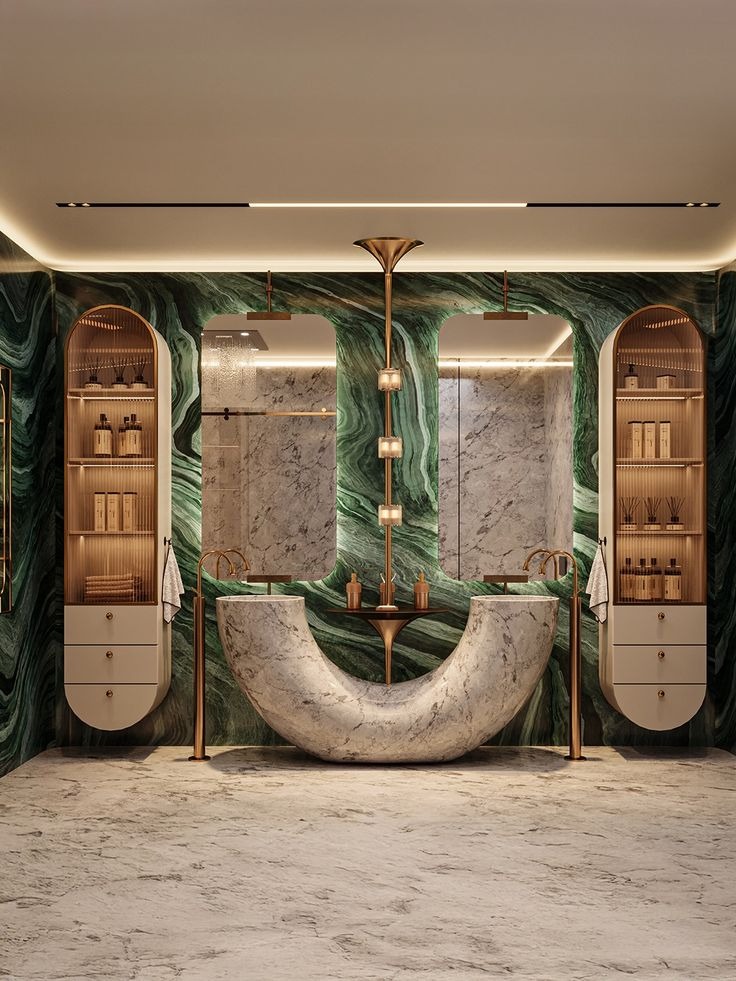 Crescent Double Marble Vanity